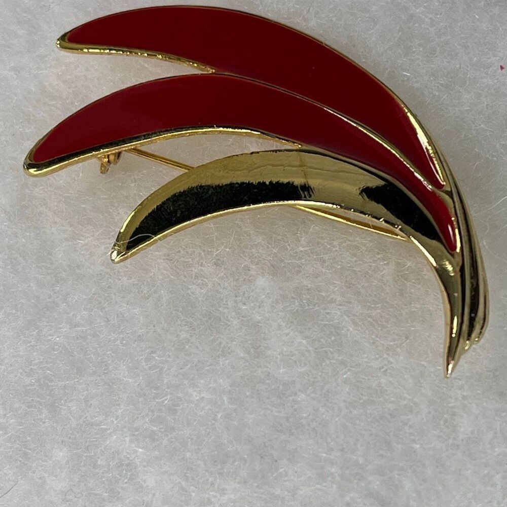Vintage Monet wings red gold tone brooch